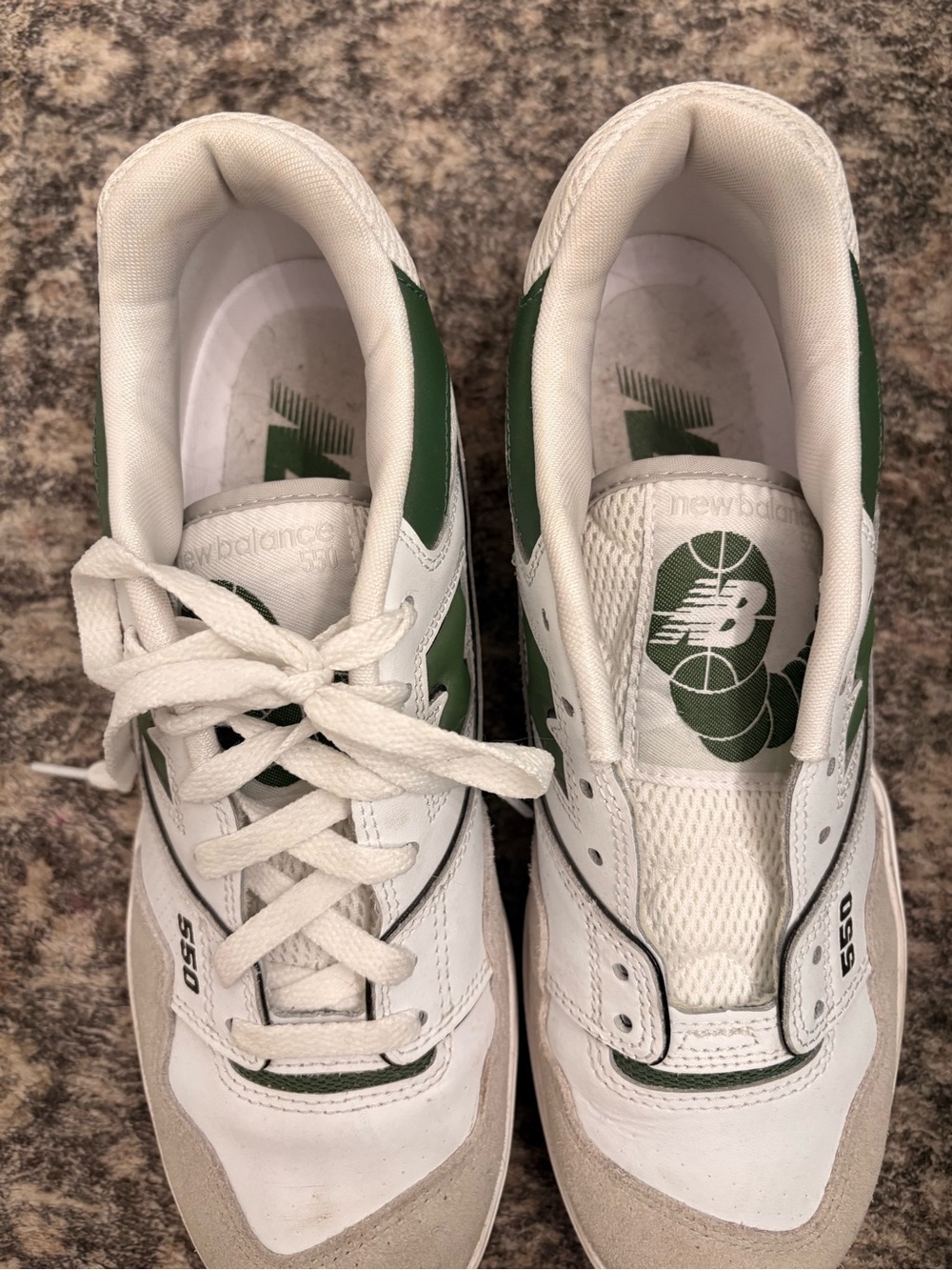 New Balance 550 White and Green Men's Sneakers - Picture 3 of 3